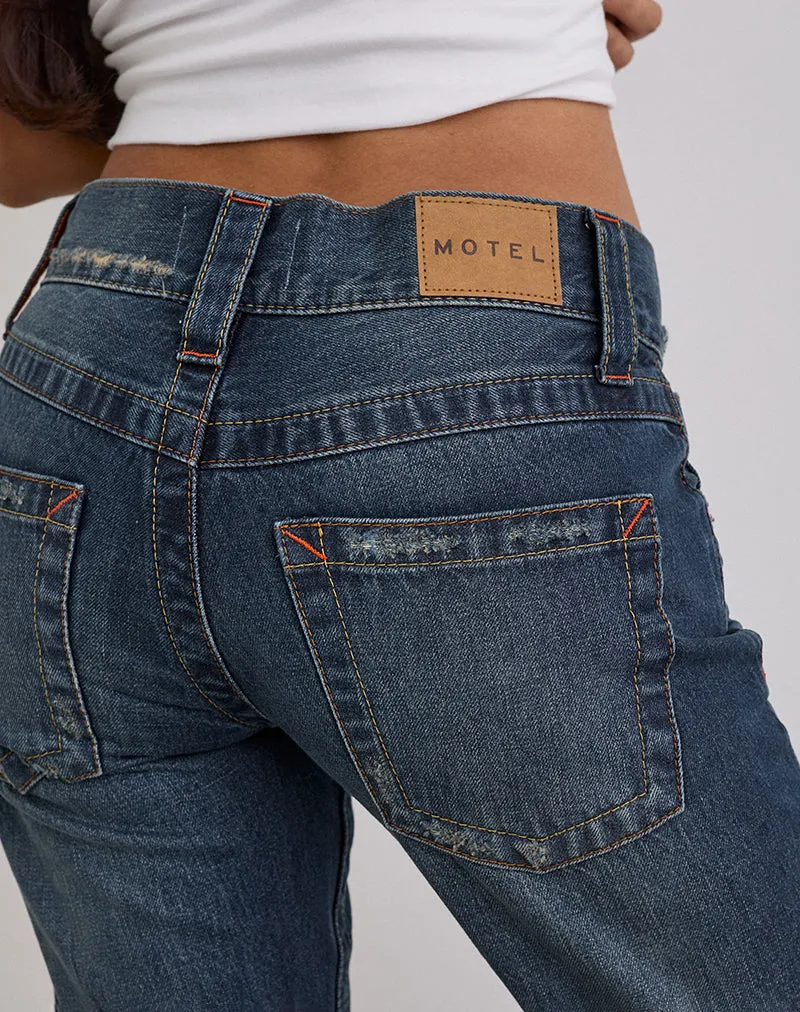 Low Rise Twisted Seam Jeans In Mid Blue Tint sold by Motel Rocks product image thumbnail 3