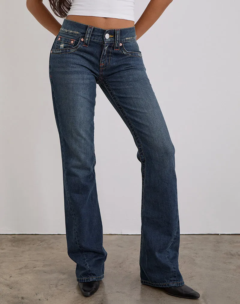 Low Rise Twisted Seam Jeans In Mid Blue Tint sold by Motel Rocks