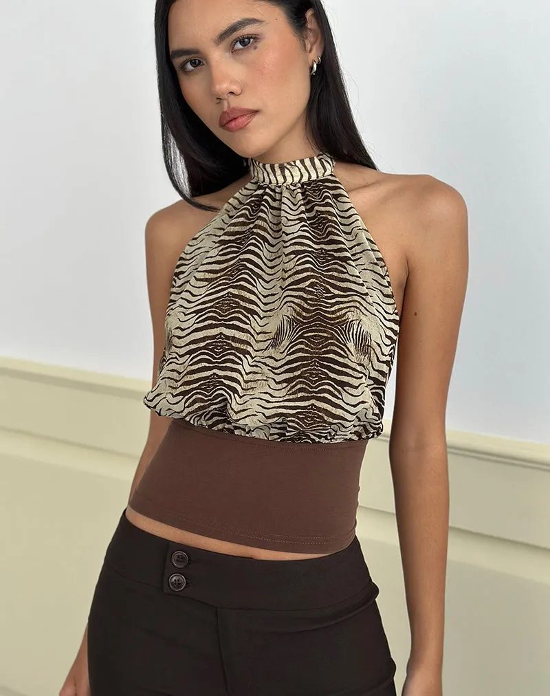 Rania Top in Chiffon Wild Animal Align Brown sold by Motel Rocks product image thumbnail 3