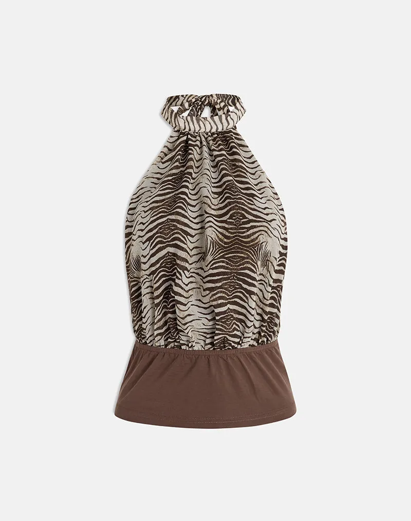Rania Top in Chiffon Wild Animal Align Brown sold by Motel Rocks product image thumbnail 5