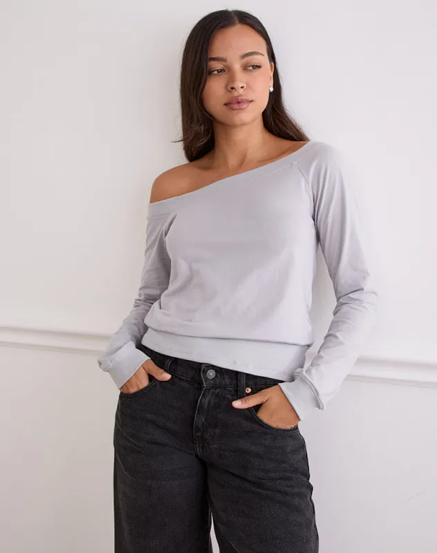 Yacin Slouchy Top in Silver sold by Motel Rocks