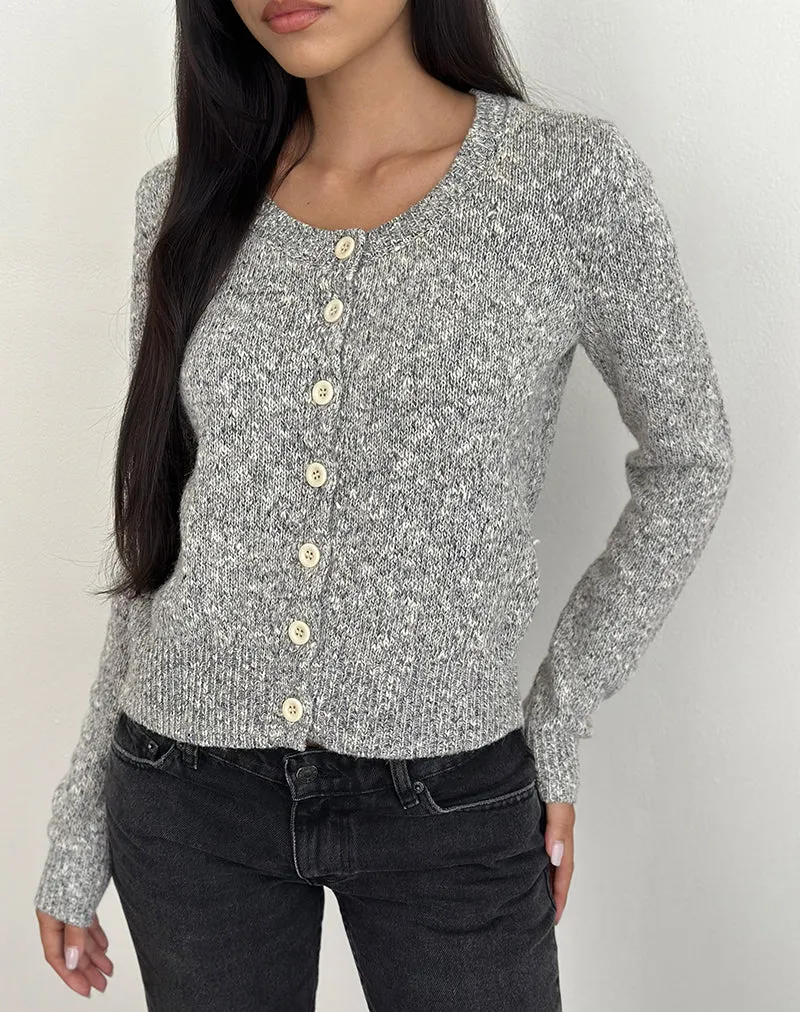 Talira Cardigan in Knit Dark Grey Marl sold by Motel Rocks