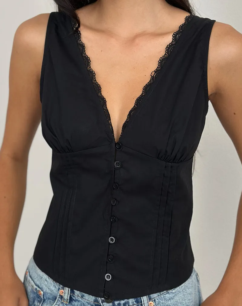 Lasily V Neck Corset Top in Black sold by Motel Rocks product image thumbnail 5