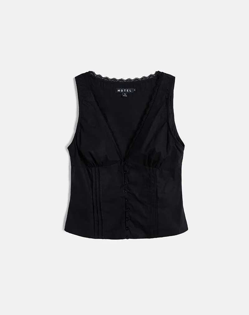 Lasily V Neck Corset Top in Black sold by Motel Rocks product image thumbnail 3