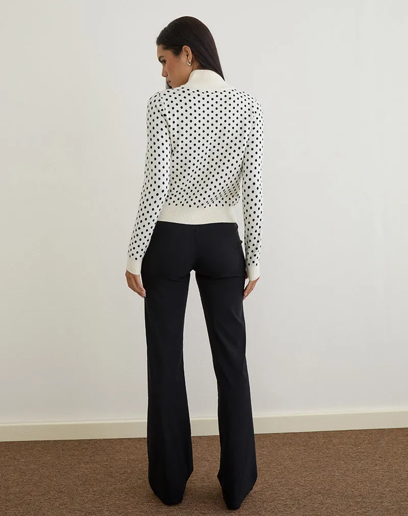 Talisa Zip Through Knit Jacket in Tiny Polka Ivory sold by Motel Rocks product image thumbnail 5