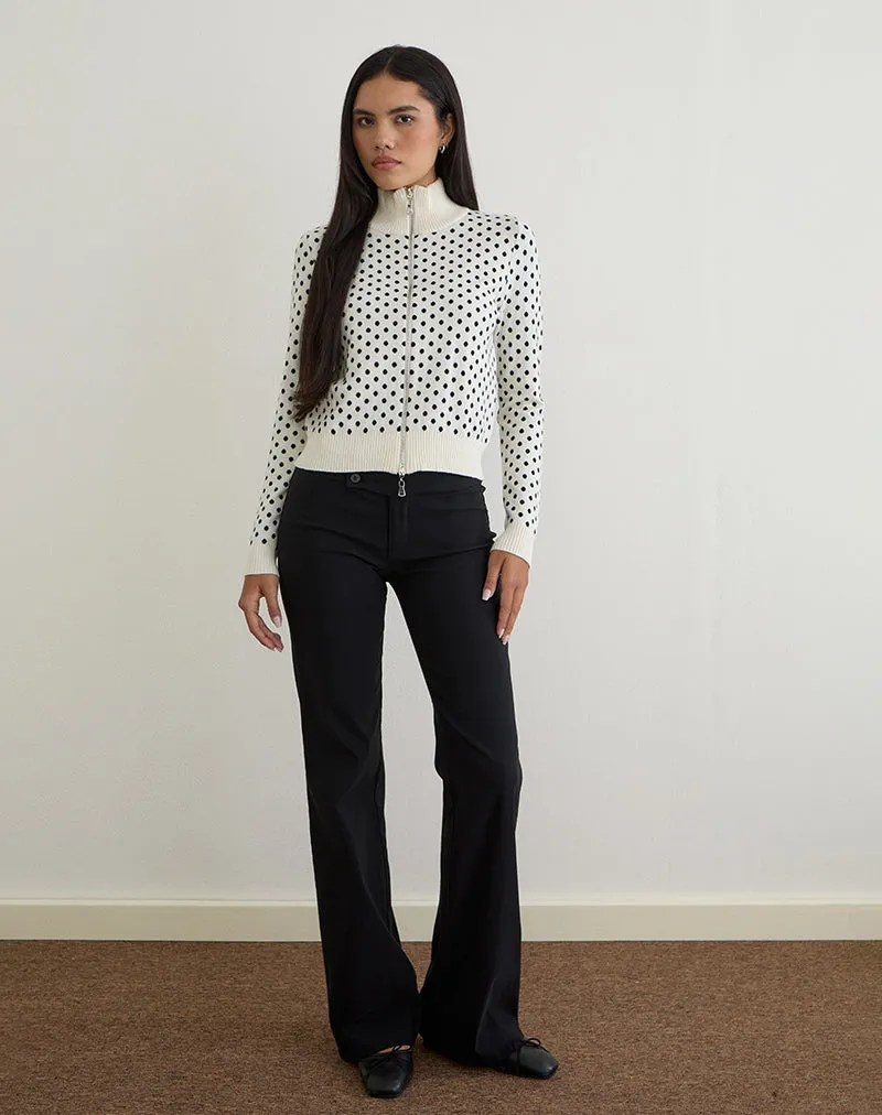 Talisa Zip Through Knit Jacket in Tiny Polka Ivory sold by Motel Rocks product image thumbnail 2