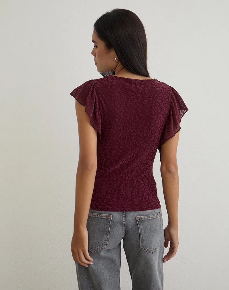 Harsya Top in Flock Mini Leopard Plum sold by Motel Rocks product image thumbnail 5