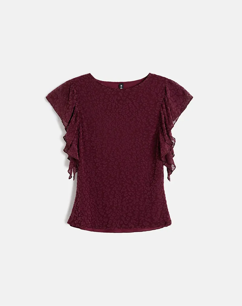 Harsya Top in Flock Mini Leopard Plum sold by Motel Rocks product image thumbnail 4