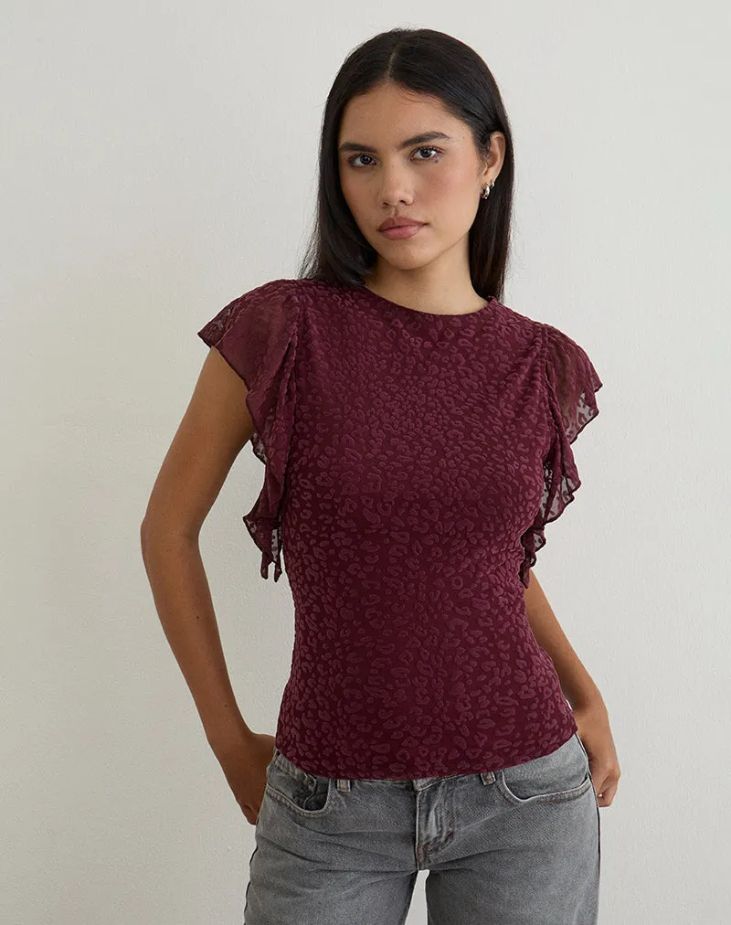 Harsya Top in Flock Mini Leopard Plum sold by Motel Rocks product image thumbnail 3