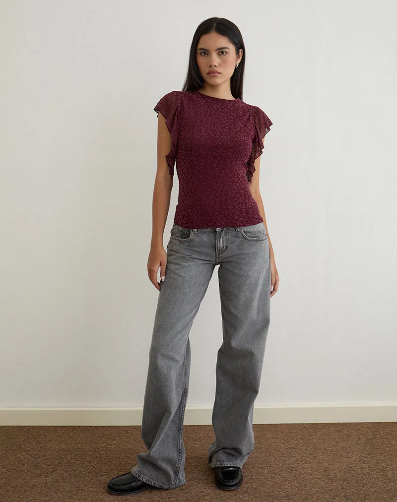 Harsya Top in Flock Mini Leopard Plum sold by Motel Rocks product image thumbnail 2