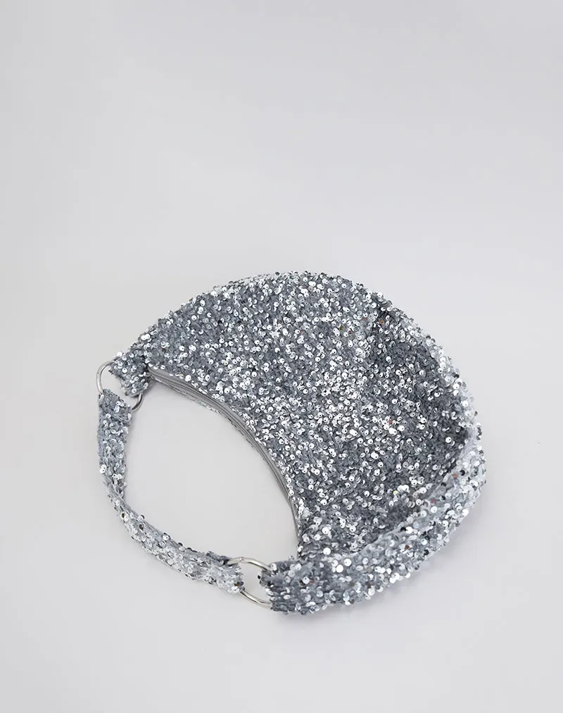 Sequin Hobo Bag in Silver sold by Motel Rocks product image thumbnail 3