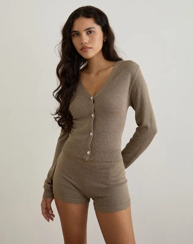 Yunji Button Cardigan in Lurex Gold made by Motel Rocks