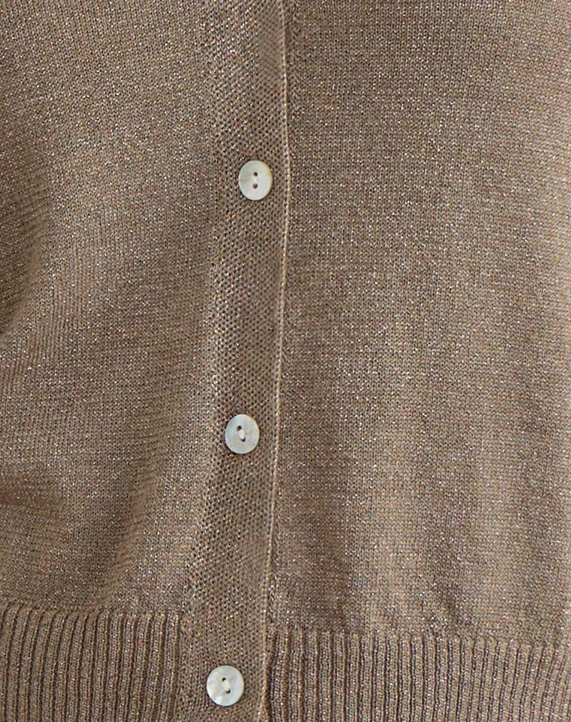Yunji Button Cardigan in Lurex Gold sold by Motel Rocks product image thumbnail 5