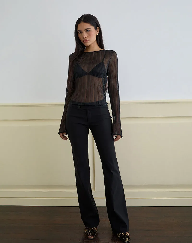 Saezuru Top in Chiffon Plisse Shimmer Black sold by Motel Rocks product image thumbnail 4