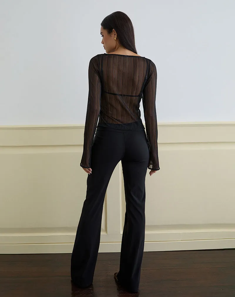 Saezuru Top in Chiffon Plisse Shimmer Black sold by Motel Rocks product image thumbnail 3