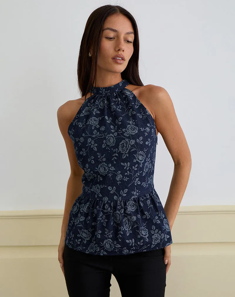 Obrix Top in Chambray Indigo Rose sold by Motel Rocks product image thumbnail 4
