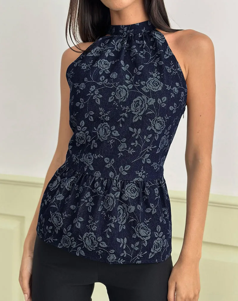Obrix Top in Chambray Indigo Rose sold by Motel Rocks product image thumbnail 2
