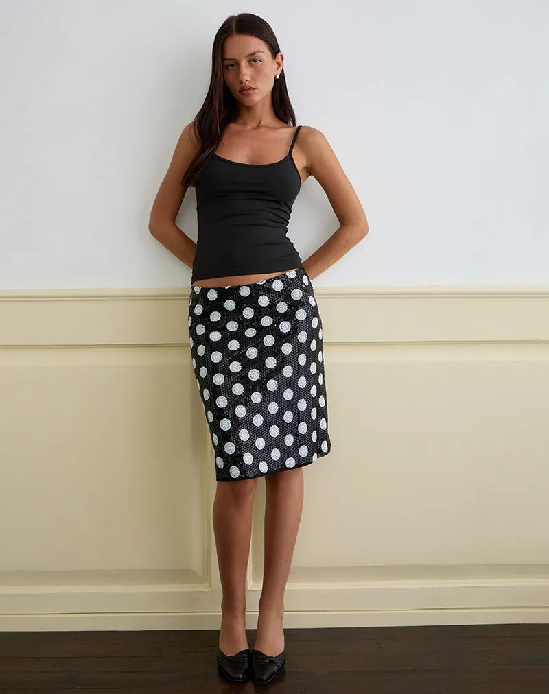 Kavivi Midi Skirt in Polka Sequin Monochrome sold by Motel Rocks product image thumbnail 5