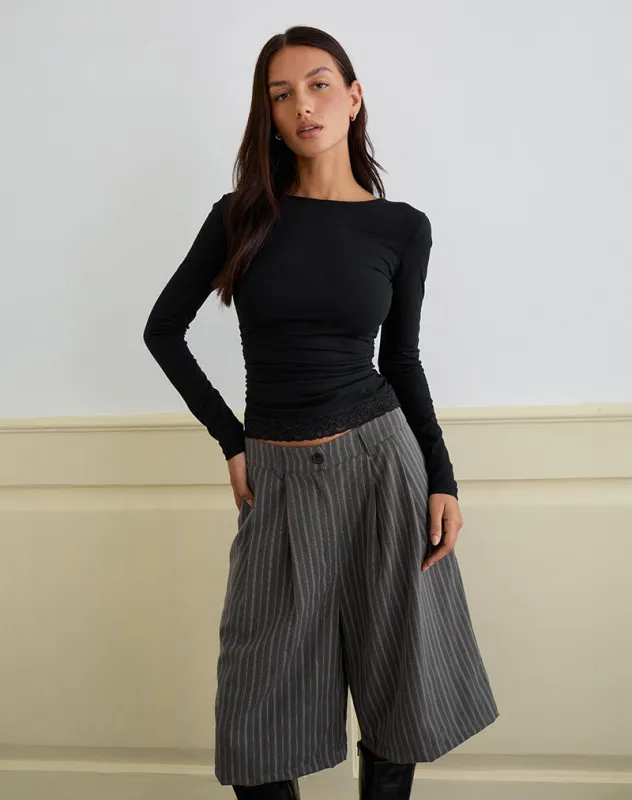 Gomira Long Sleeve Top in Black with Lace Trim sold by Motel Rocks