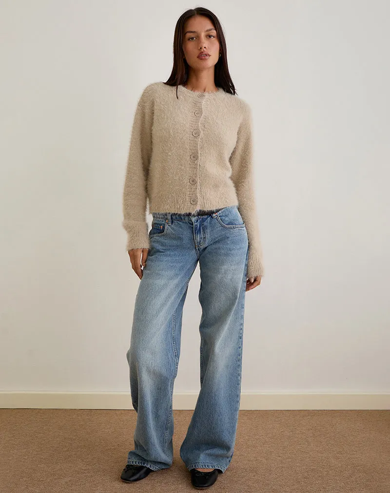 Audrina Cardigan in Fluffy Knit Beige sold by Motel Rocks product image thumbnail 2