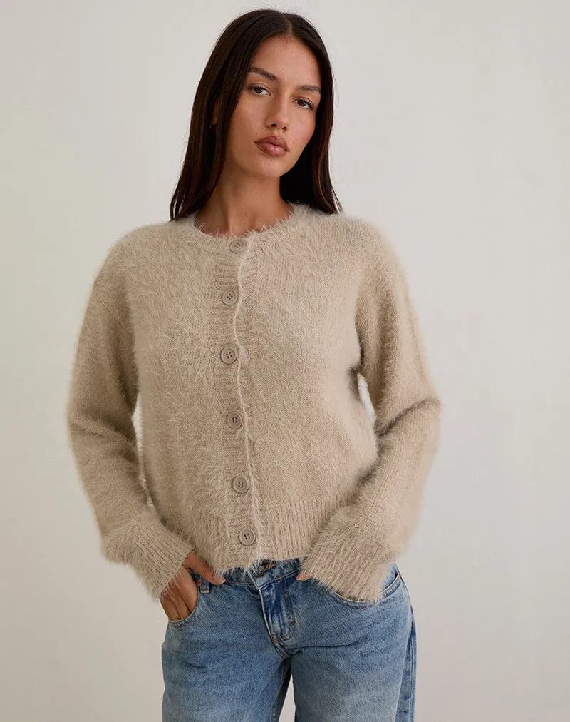 Audrina Cardigan in Fluffy Knit Beige sold by Motel Rocks product image thumbnail 3