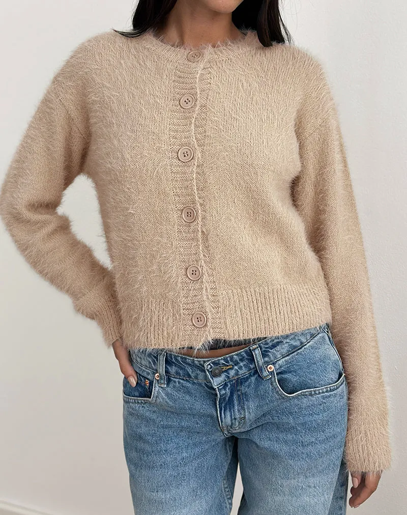 Audrina Cardigan in Fluffy Knit Beige sold by Motel Rocks product image thumbnail 4