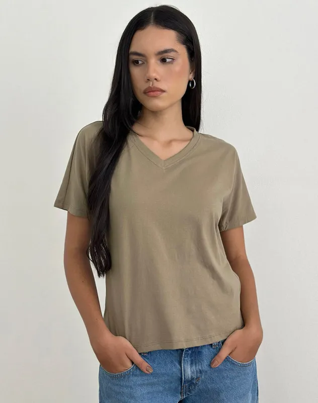 Viman Top in Jersey Khaki sold by Motel Rocks