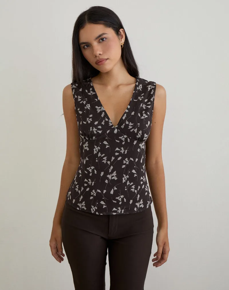Asali Top in Flower Chiffon Brown sold by Motel Rocks product image thumbnail 2