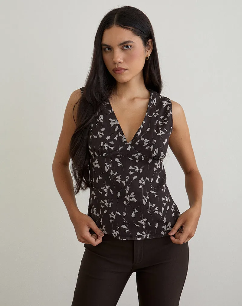 Asali Top in Flower Chiffon Brown sold by Motel Rocks product image thumbnail 3