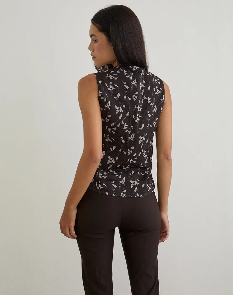 Asali Top in Flower Chiffon Brown sold by Motel Rocks product image thumbnail 5