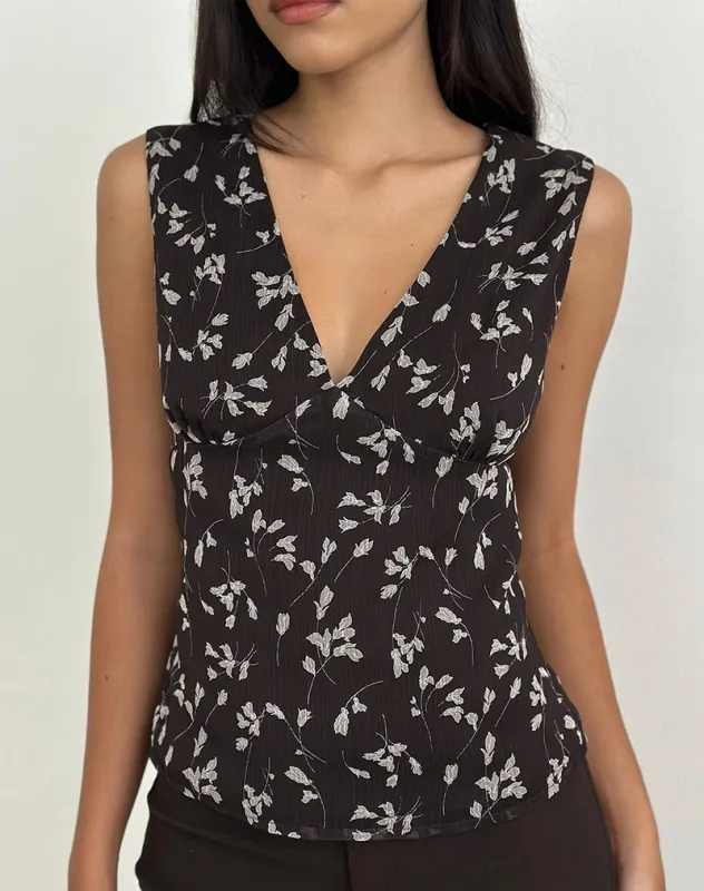 Asali Top in Flower Chiffon Brown made by Motel Rocks