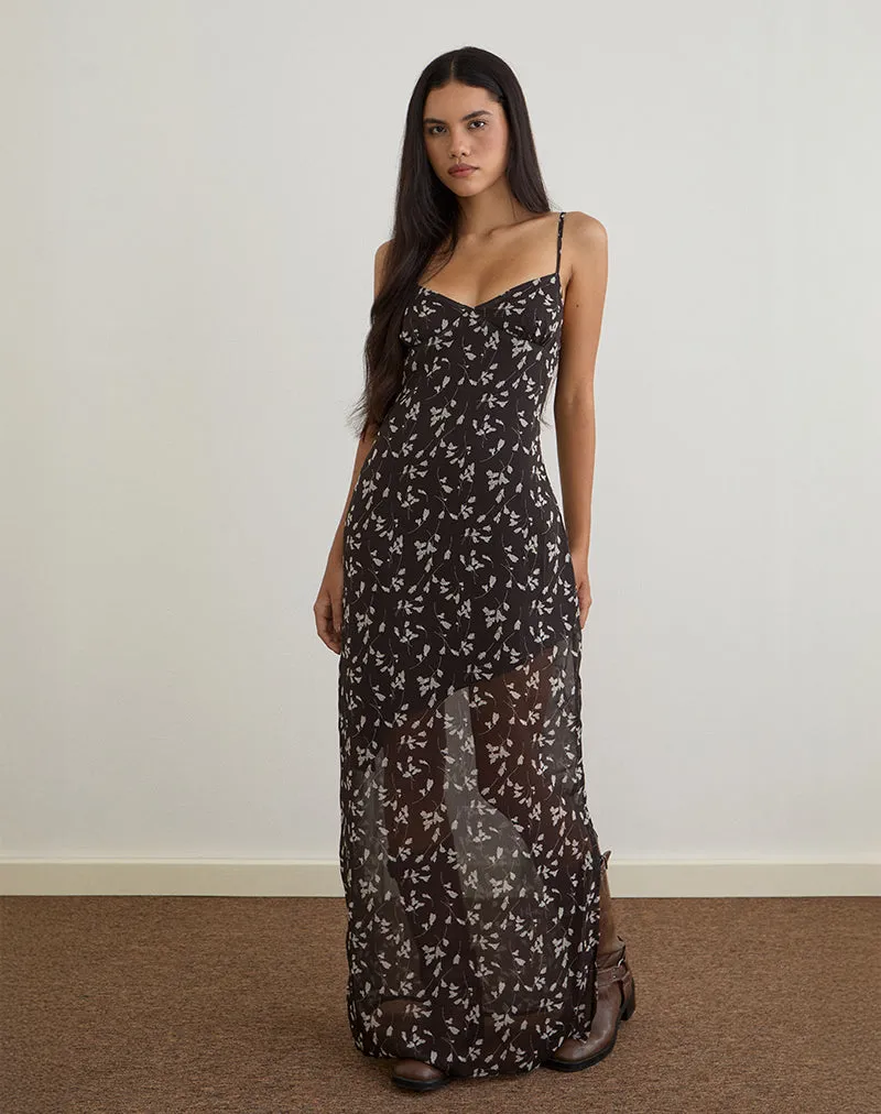 Sunita Maxi Dress in Flower Chiffon Brown sold by Motel Rocks product image thumbnail 2