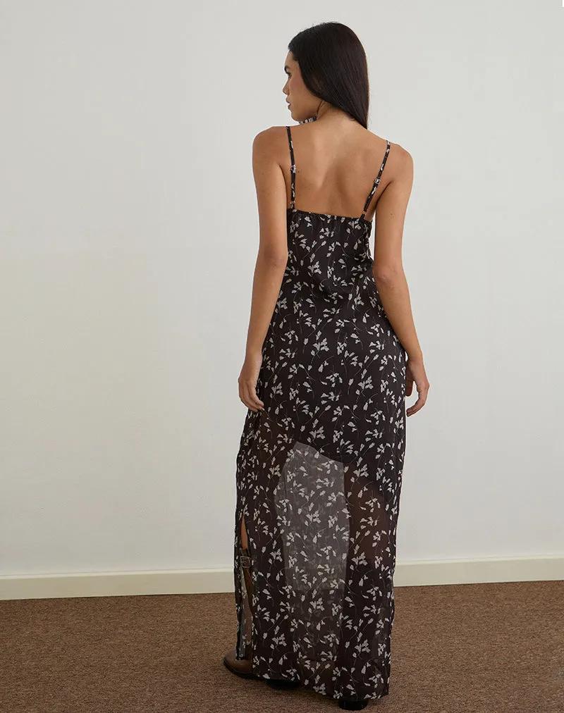 Sunita Maxi Dress in Flower Chiffon Brown sold by Motel Rocks product image thumbnail 5
