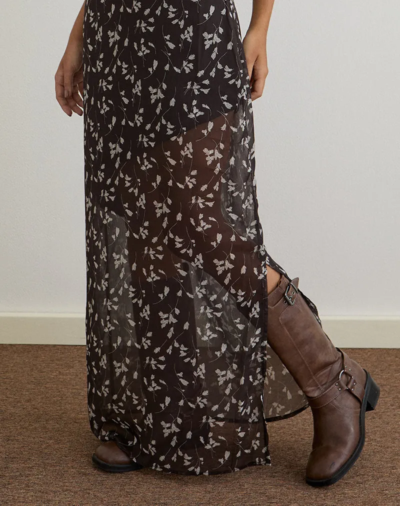 Sunita Maxi Dress in Flower Chiffon Brown sold by Motel Rocks product image thumbnail 4