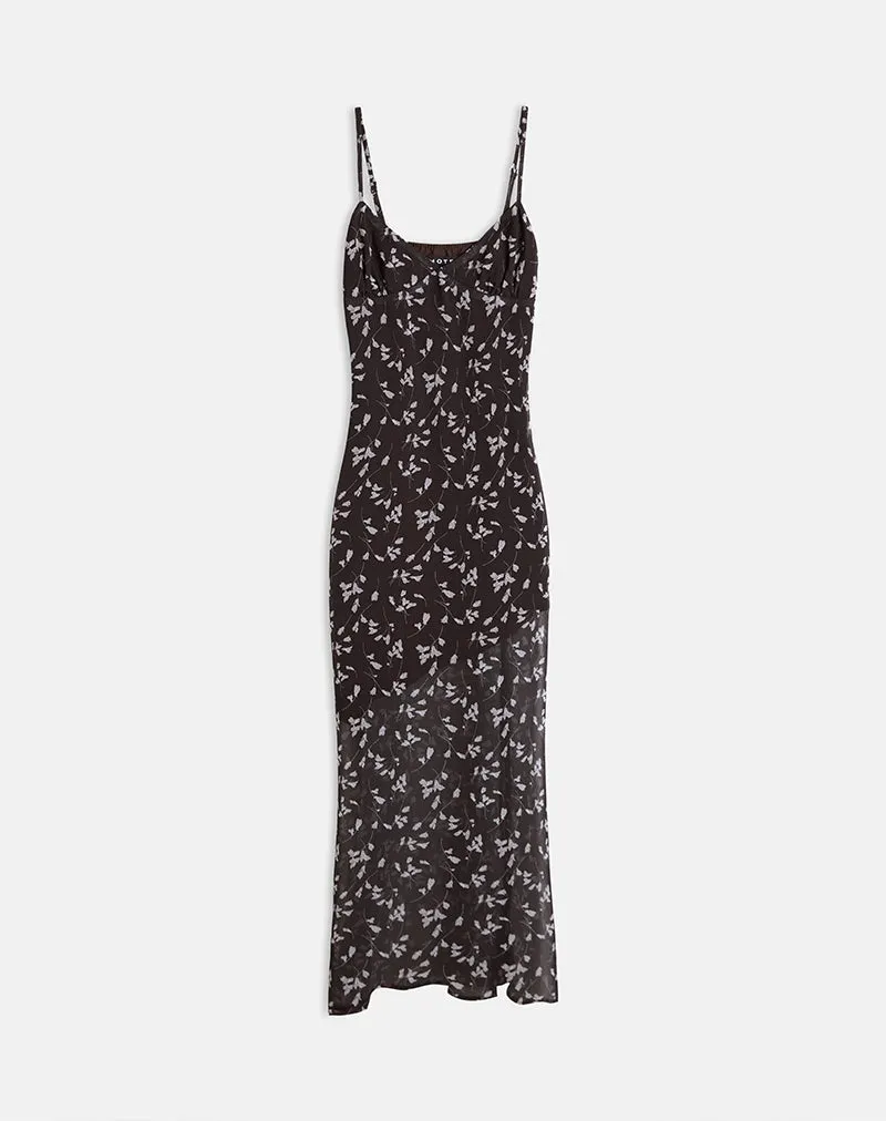 Sunita Maxi Dress in Flower Chiffon Brown sold by Motel Rocks product image thumbnail 3
