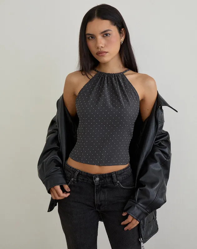 Isado Open Back Top in Diamante Grey made by Motel Rocks