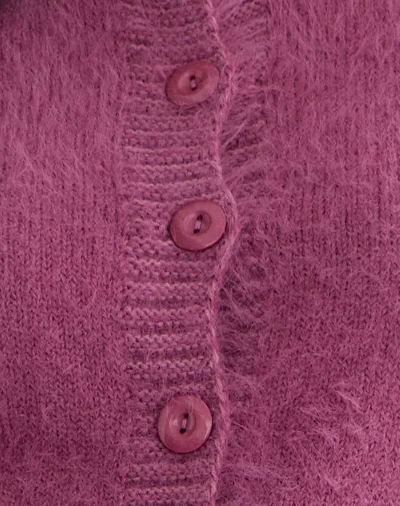 Audrina Cardigan in Fluffy Knit Grape sold by Motel Rocks product image thumbnail 5