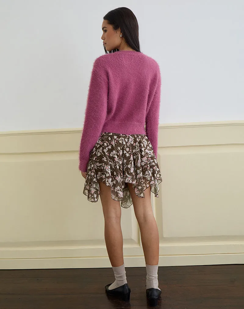 Audrina Cardigan in Fluffy Knit Grape sold by Motel Rocks product image thumbnail 4