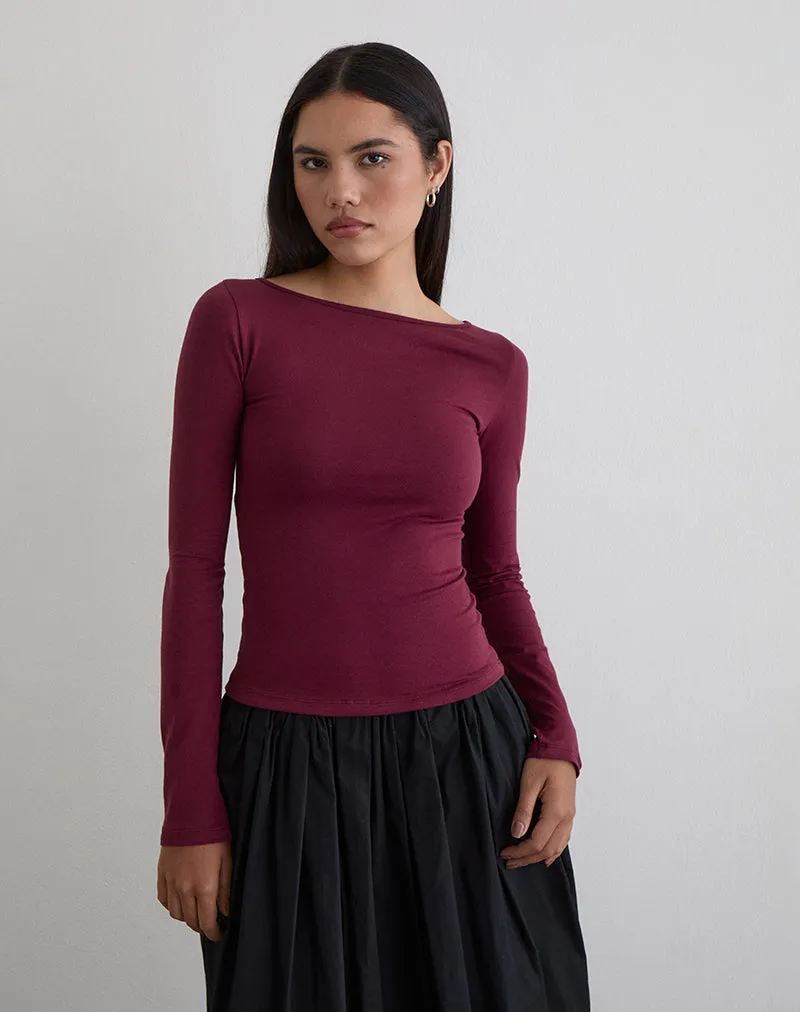 Amabon Long Sleeve Top in Burgundy sold by Motel Rocks product image thumbnail 3