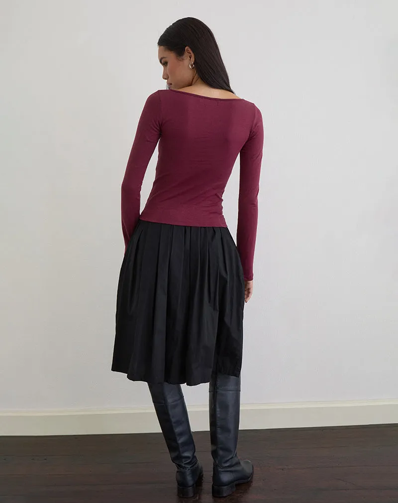 Amabon Long Sleeve Top in Burgundy sold by Motel Rocks product image thumbnail 4