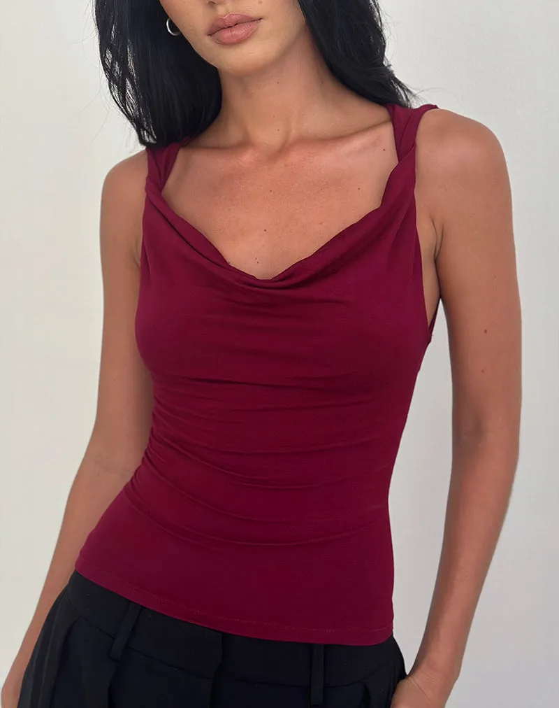 Imrie Open Back Top in Rayon Jersey Burgundy sold by Motel Rocks product image thumbnail 4