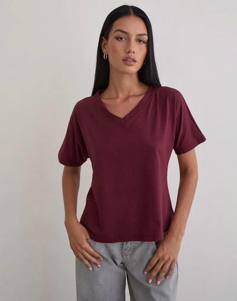 Viman Top in Jersey Maroon sold by Motel Rocks