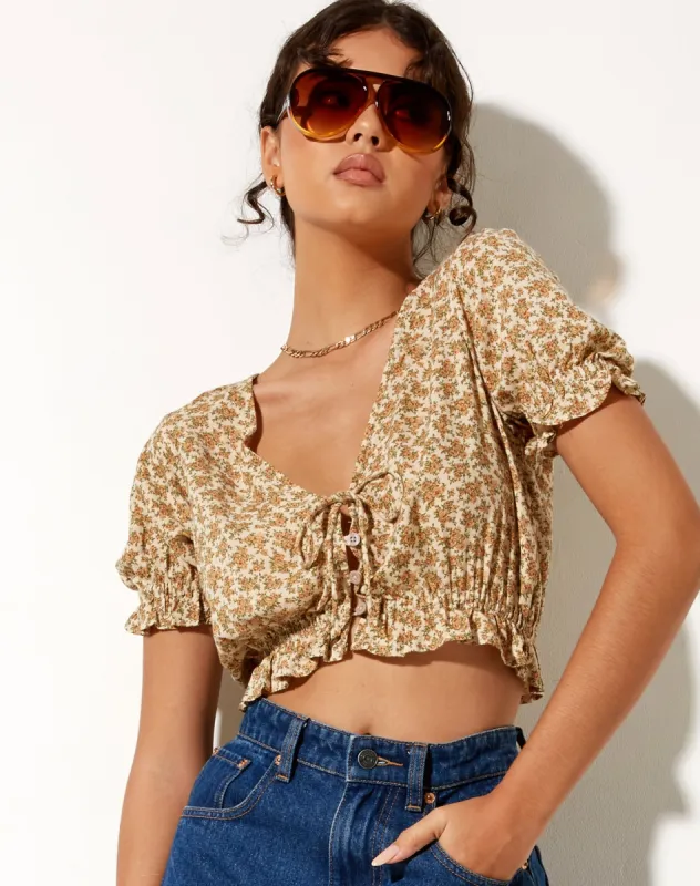 Aley Crop Top in Washed Ditsy sold by Motel Rocks