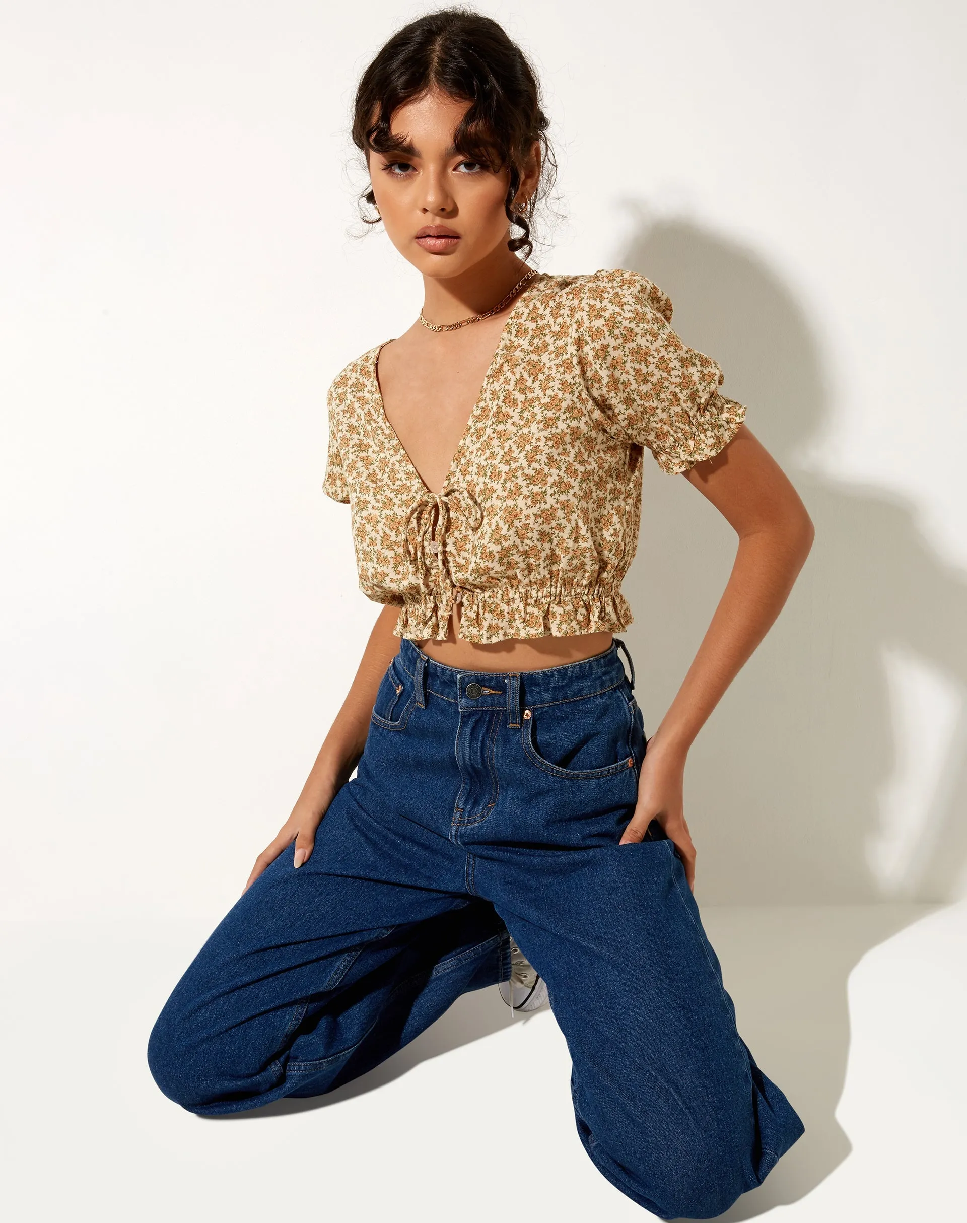 Aley Crop Top in Washed Ditsy sold by Motel Rocks product image thumbnail 4
