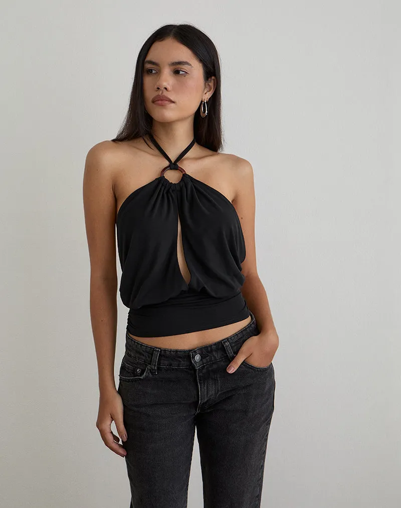 Karise Plunge Top in Cupro Black sold by Motel Rocks product image thumbnail 4