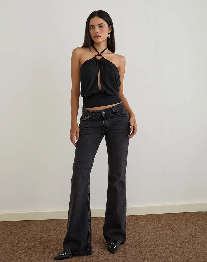 Karise Plunge Top in Cupro Black sold by Motel Rocks product image thumbnail 3