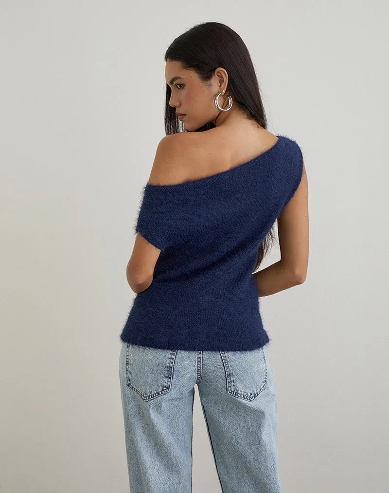 Calyce Top in Fluffy Knit Navy sold by Motel Rocks product image thumbnail 5