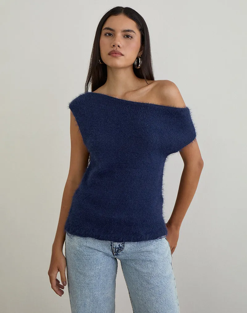 Calyce Top in Fluffy Knit Navy sold by Motel Rocks product image thumbnail 4