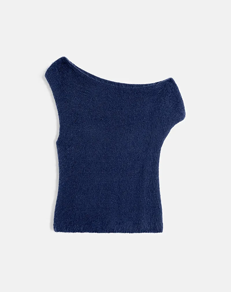 Calyce Top in Fluffy Knit Navy sold by Motel Rocks product image thumbnail 3