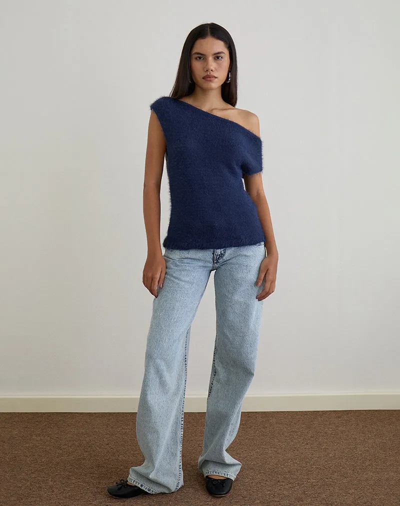 Calyce Top in Fluffy Knit Navy sold by Motel Rocks product image thumbnail 2